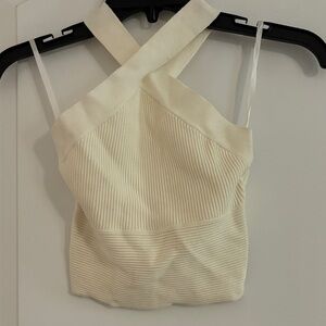 Abercrombie Cropped Cream Knit Halter Top